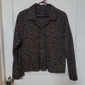 Anthropologie Sanctuary Brown and Black Leopard-Print Button-Up Jacket